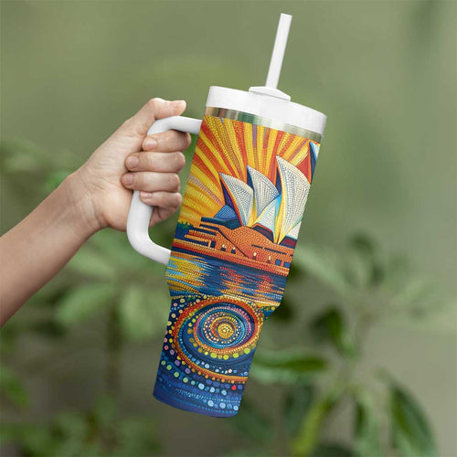 Sydney Opera House Tumbler With Handle Aboriginal Dot Painting