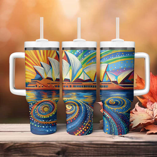 Sydney Opera House Tumbler With Handle Aboriginal Dot Painting
