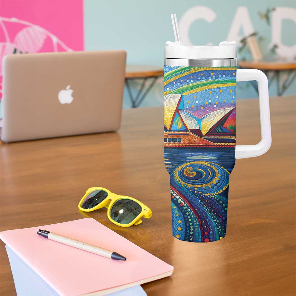 Sydney Opera House Tumbler With Handle Aboriginal Dot Painting