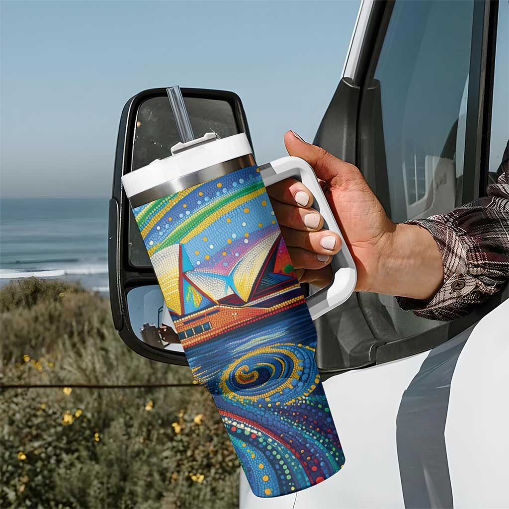 Sydney Opera House Tumbler With Handle Aboriginal Dot Painting