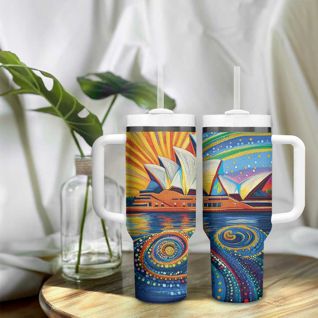 Sydney Opera House Tumbler With Handle Aboriginal Dot Painting