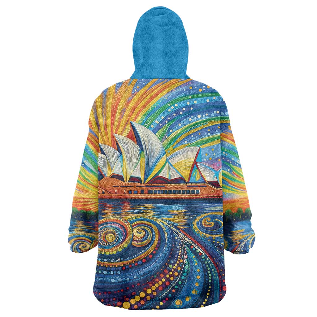Sydney Opera House Wearable Blanket Hoodie Aboriginal Dot Painting