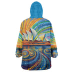 Sydney Opera House Wearable Blanket Hoodie Aboriginal Dot Painting