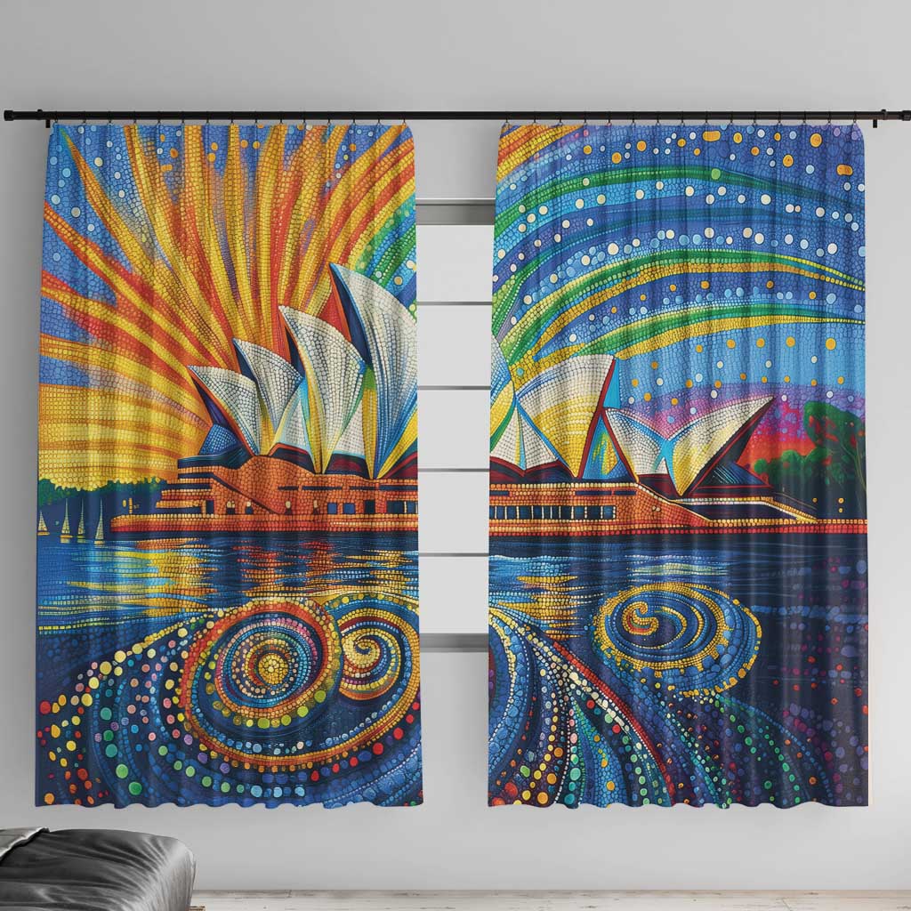 Sydney Opera House Window Curtain Aboriginal Dot Painting