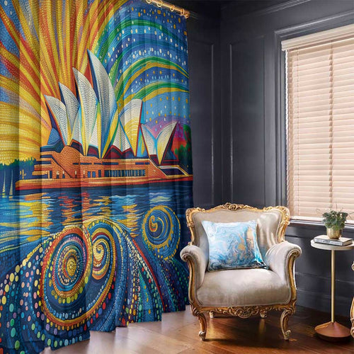 Sydney Opera House Window Curtain Aboriginal Dot Painting