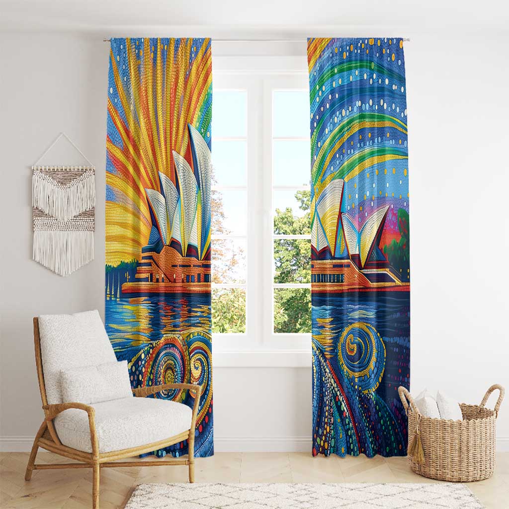 Sydney Opera House Window Curtain Aboriginal Dot Painting