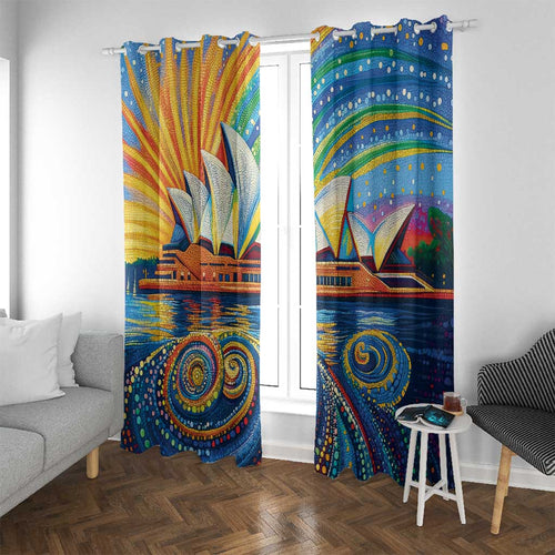 Sydney Opera House Window Curtain Aboriginal Dot Painting