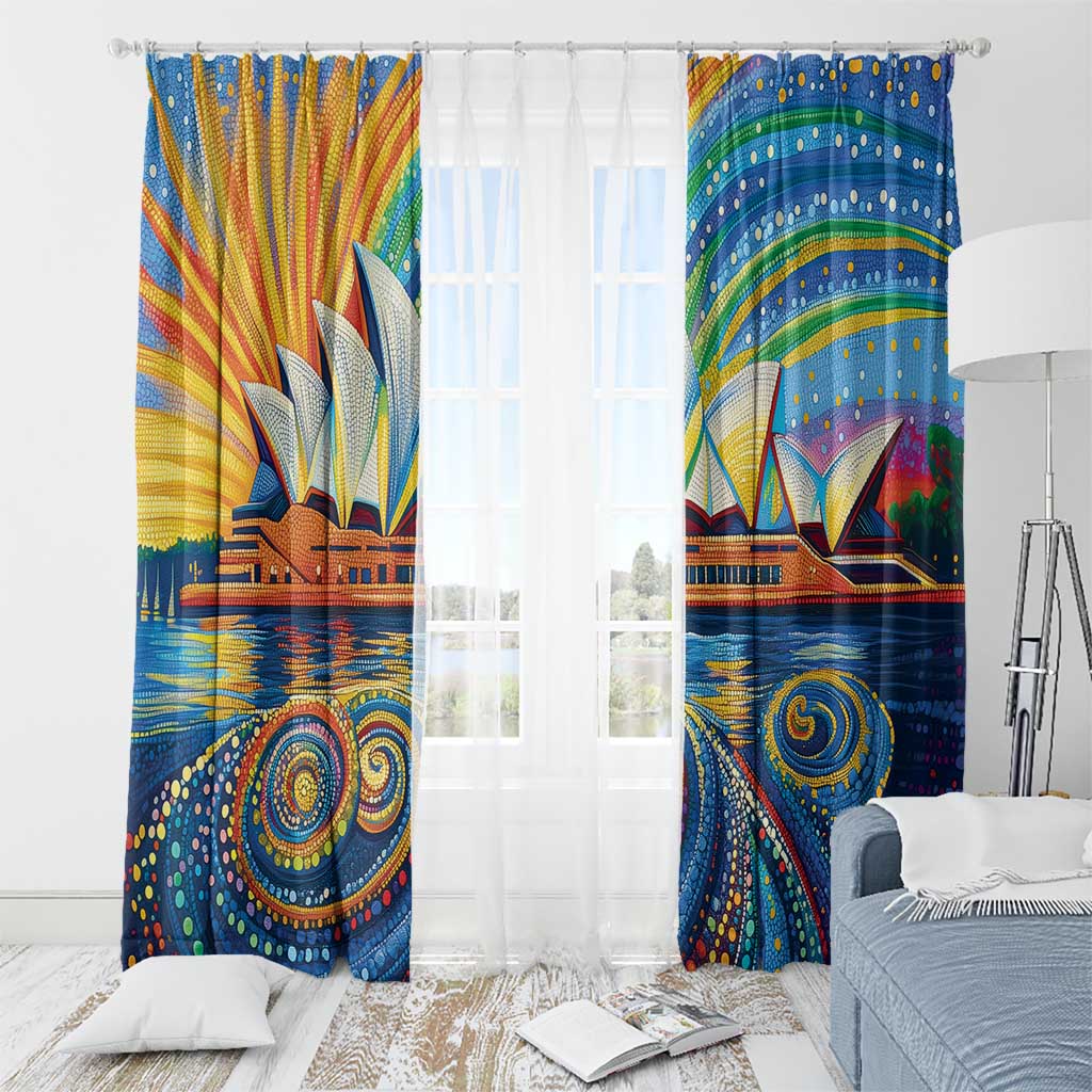 Sydney Opera House Window Curtain Aboriginal Dot Painting