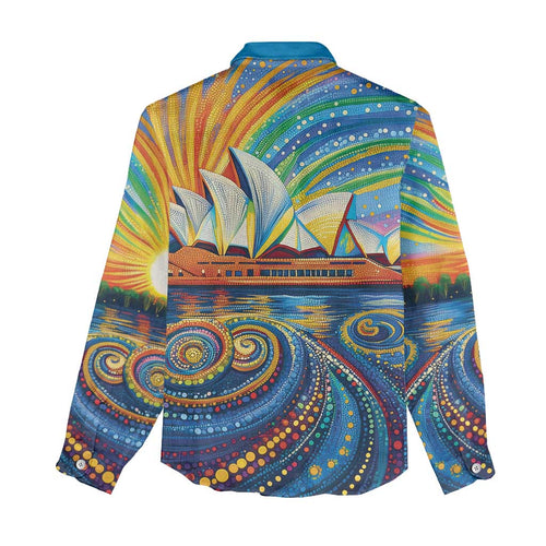 Sydney Opera House Women Casual Shirt Aboriginal Dot Painting