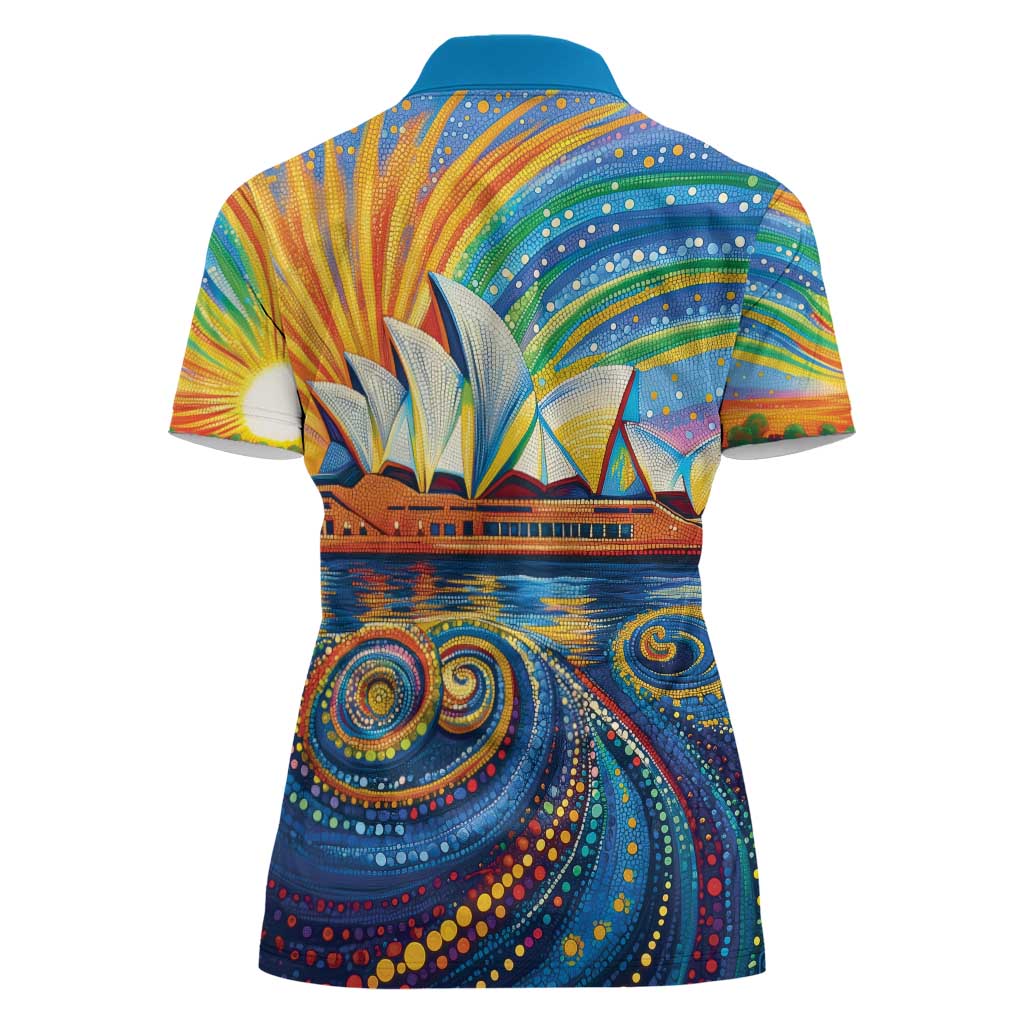 Sydney Opera House Women Polo Shirt Aboriginal Dot Painting