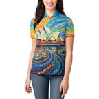 Sydney Opera House Women Polo Shirt Aboriginal Dot Painting