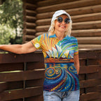 Sydney Opera House Women Polo Shirt Aboriginal Dot Painting