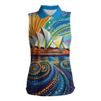 Sydney Opera House Women Sleeveless Polo Shirt Aboriginal Dot Painting