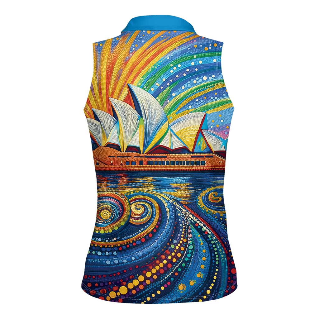 Sydney Opera House Women Sleeveless Polo Shirt Aboriginal Dot Painting