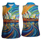 Sydney Opera House Women Sleeveless Polo Shirt Aboriginal Dot Painting