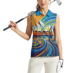 Sydney Opera House Women Sleeveless Polo Shirt Aboriginal Dot Painting