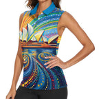 Sydney Opera House Women Sleeveless Polo Shirt Aboriginal Dot Painting