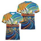 Sydney Opera House Women V-Neck T-Shirt Aboriginal Dot Painting