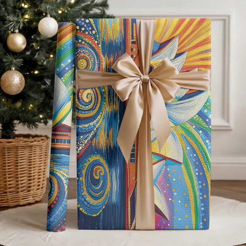 Sydney Opera House Wrapping Paper Aboriginal Dot Painting - Aussie Hoodie