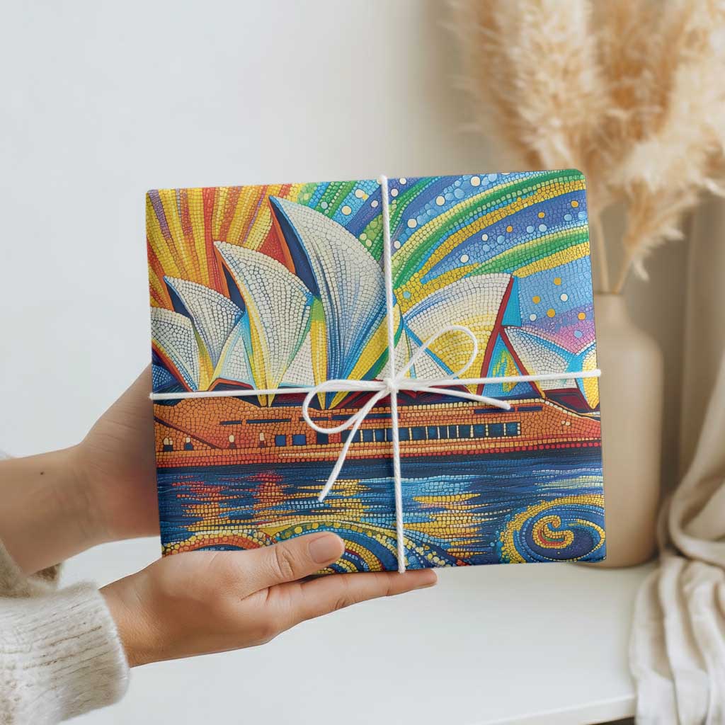 Sydney Opera House Wrapping Paper Aboriginal Dot Painting - Aussie Hoodie