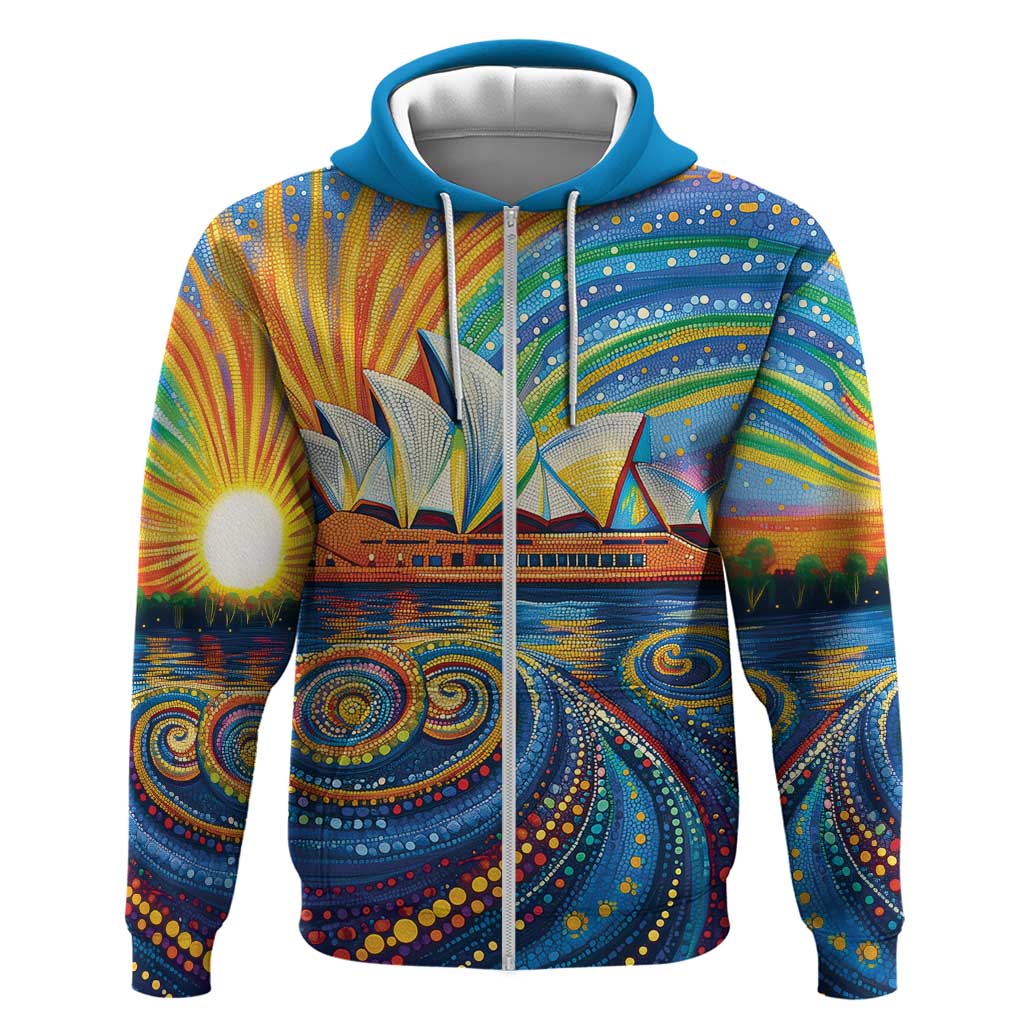 Sydney Opera House Zip Hoodie Aboriginal Dot Painting