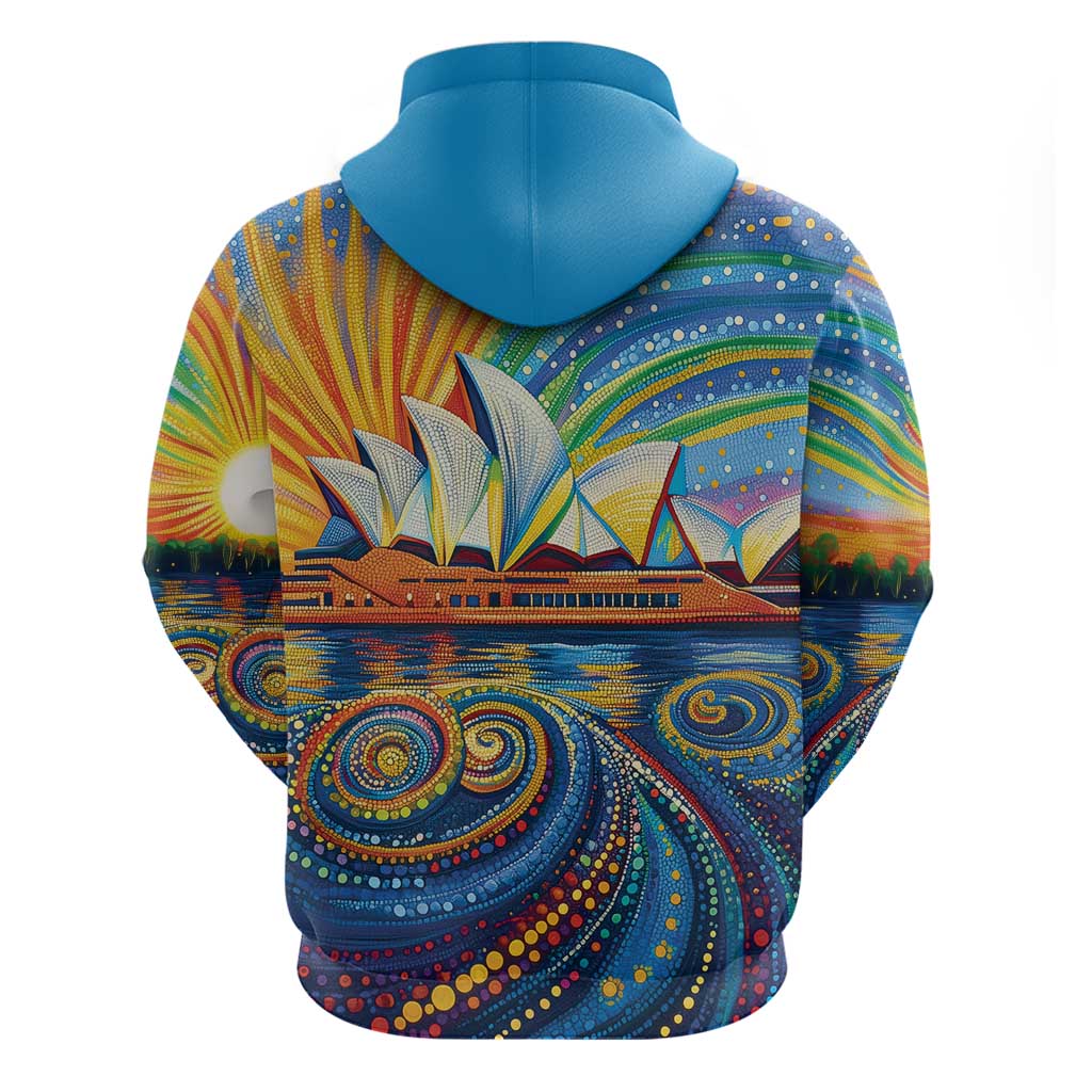 Sydney Opera House Zip Hoodie Aboriginal Dot Painting
