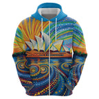 Sydney Opera House Zip Hoodie Aboriginal Dot Painting