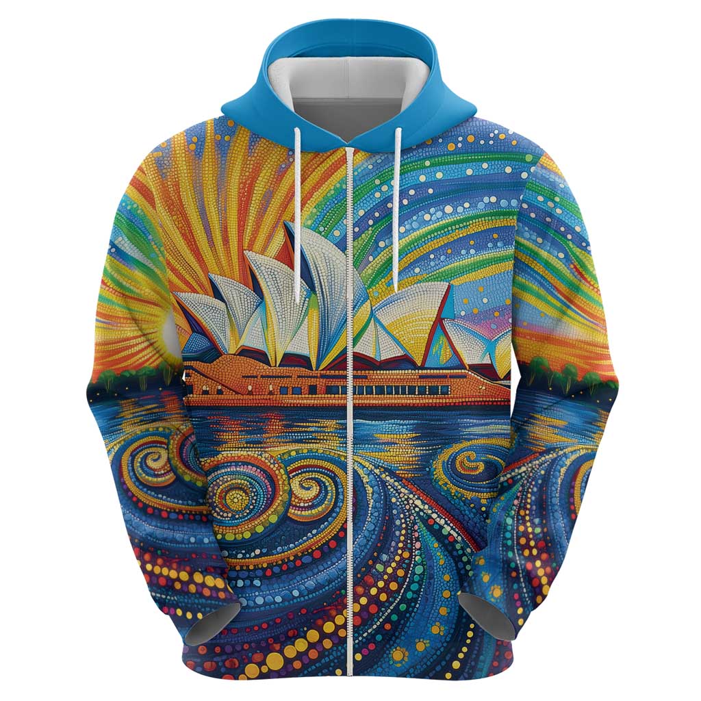 Sydney Opera House Zip Hoodie Aboriginal Dot Painting