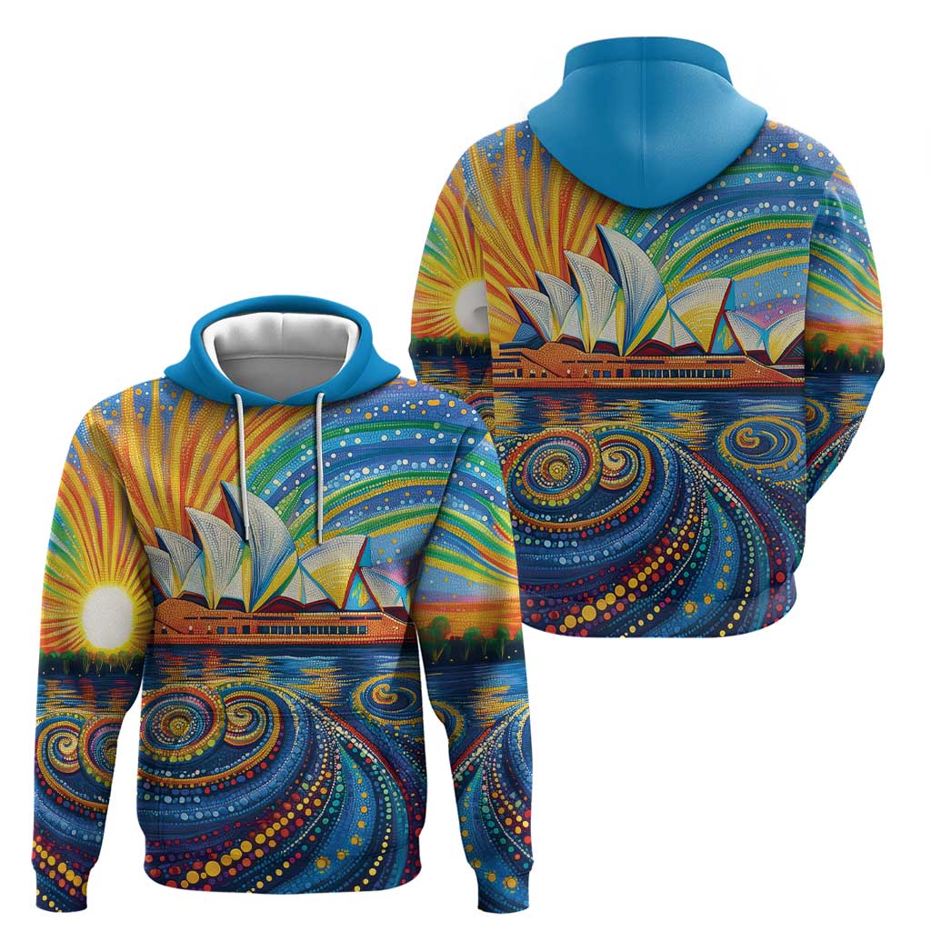 Sydney Opera House Zip Hoodie Aboriginal Dot Painting