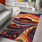 Uluru Ayers Rock Sunset Area Rug Aboriginal Dot Painting