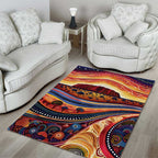 Uluru Ayers Rock Sunset Area Rug Aboriginal Dot Painting