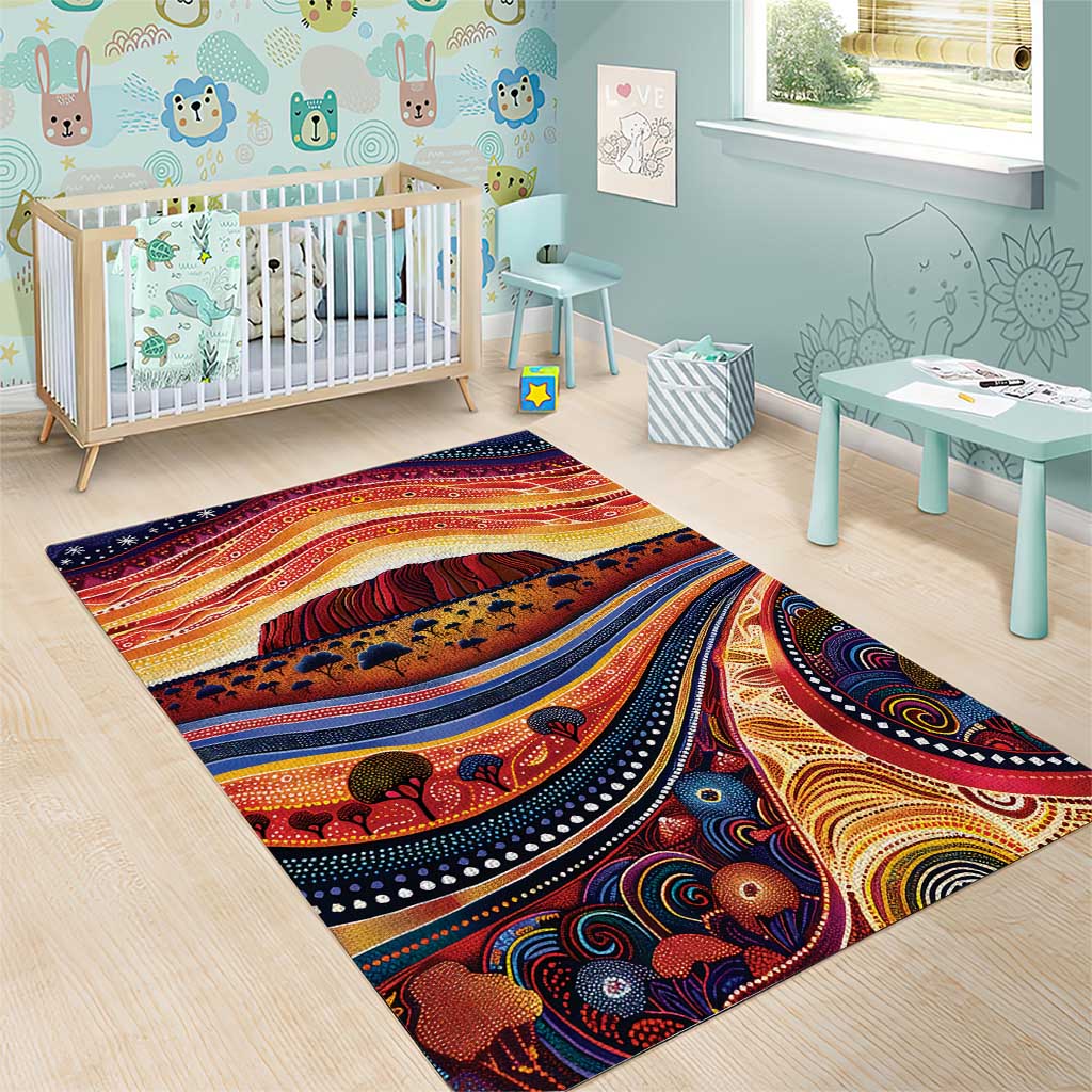 Uluru Ayers Rock Sunset Area Rug Aboriginal Dot Painting