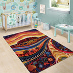 Uluru Ayers Rock Sunset Area Rug Aboriginal Dot Painting