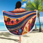 Uluru Ayers Rock Sunset Beach Blanket Aboriginal Dot Painting