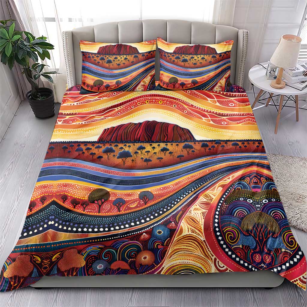 Uluru Ayers Rock Sunset Bedding Set Aboriginal Dot Painting