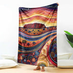 Uluru Ayers Rock Sunset Blanket Aboriginal Dot Painting