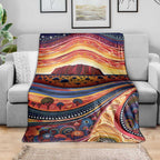 Uluru Ayers Rock Sunset Blanket Aboriginal Dot Painting