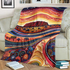 Uluru Ayers Rock Sunset Blanket Aboriginal Dot Painting