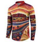 Uluru Ayers Rock Sunset Button Sweatshirt Aboriginal Dot Painting