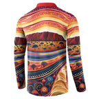 Uluru Ayers Rock Sunset Button Sweatshirt Aboriginal Dot Painting