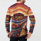 Uluru Ayers Rock Sunset Button Sweatshirt Aboriginal Dot Painting
