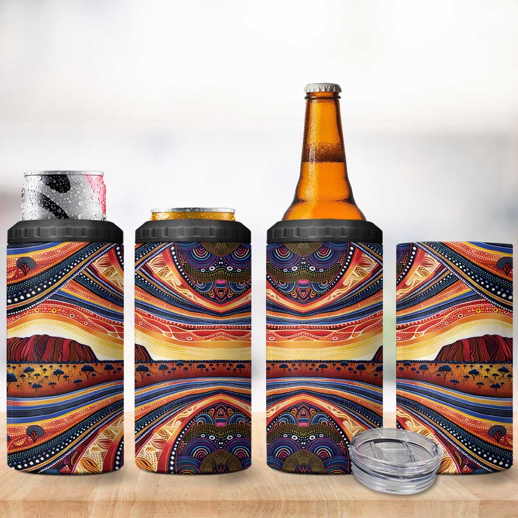 Uluru Ayers Rock Sunset 4 in 1 Can Cooler Tumbler Aboriginal Dot Painting
