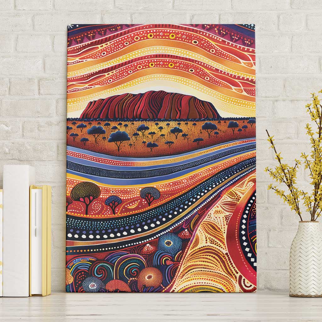 Uluru Ayers Rock Sunset Canvas Wall Art Aboriginal Dot Painting
