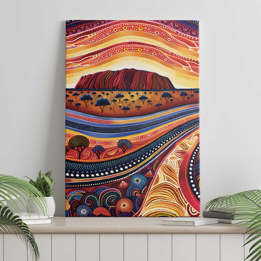 Uluru Ayers Rock Sunset Canvas Wall Art Aboriginal Dot Painting