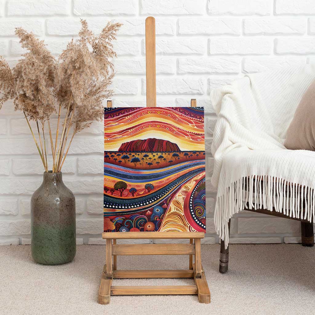 Uluru Ayers Rock Sunset Canvas Wall Art Aboriginal Dot Painting