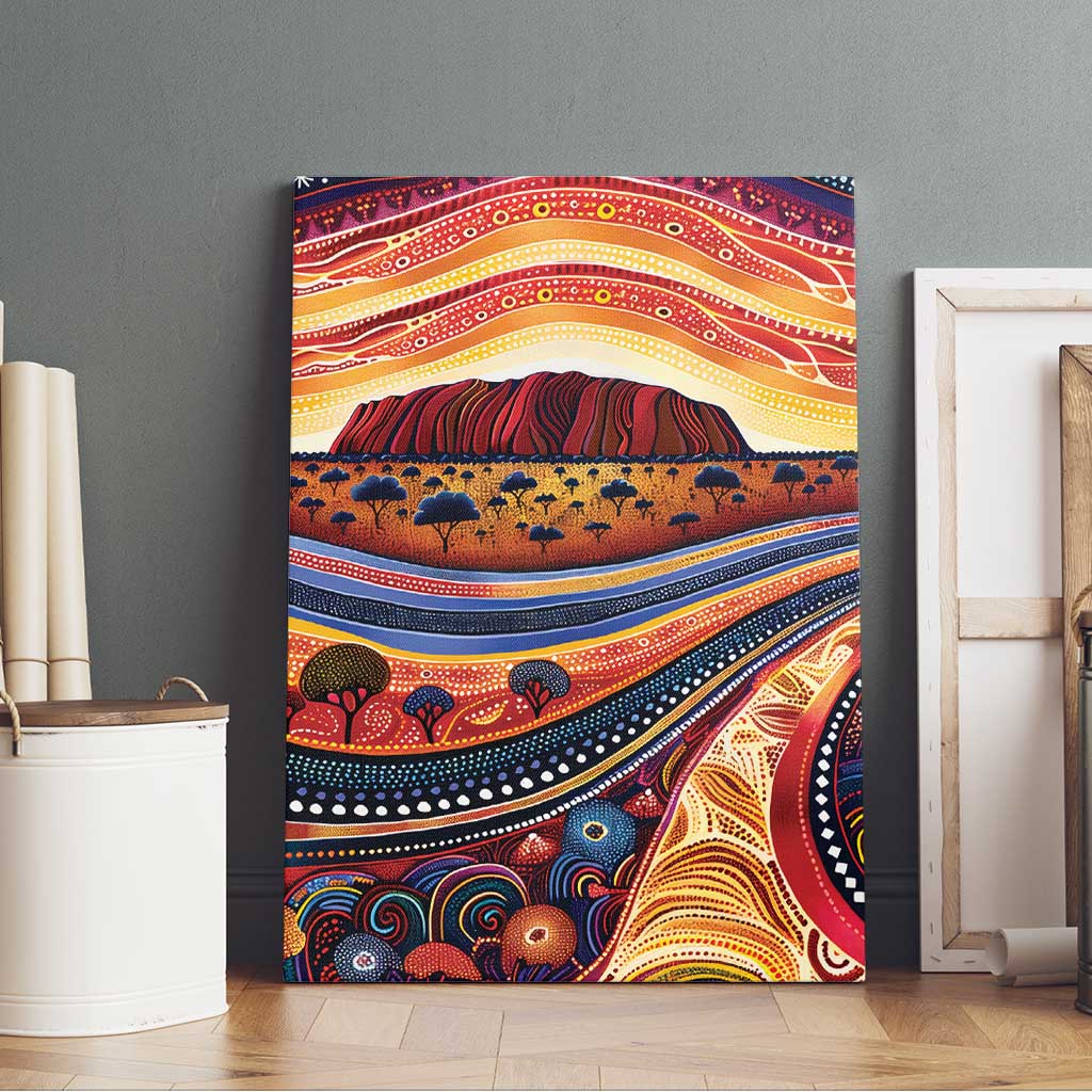 Uluru Ayers Rock Sunset Canvas Wall Art Aboriginal Dot Painting