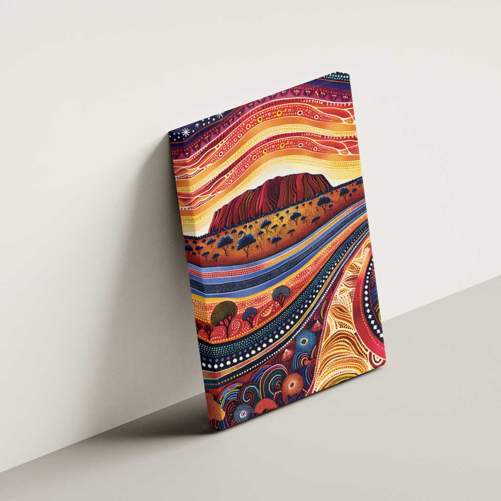 Uluru Ayers Rock Sunset Canvas Wall Art Aboriginal Dot Painting