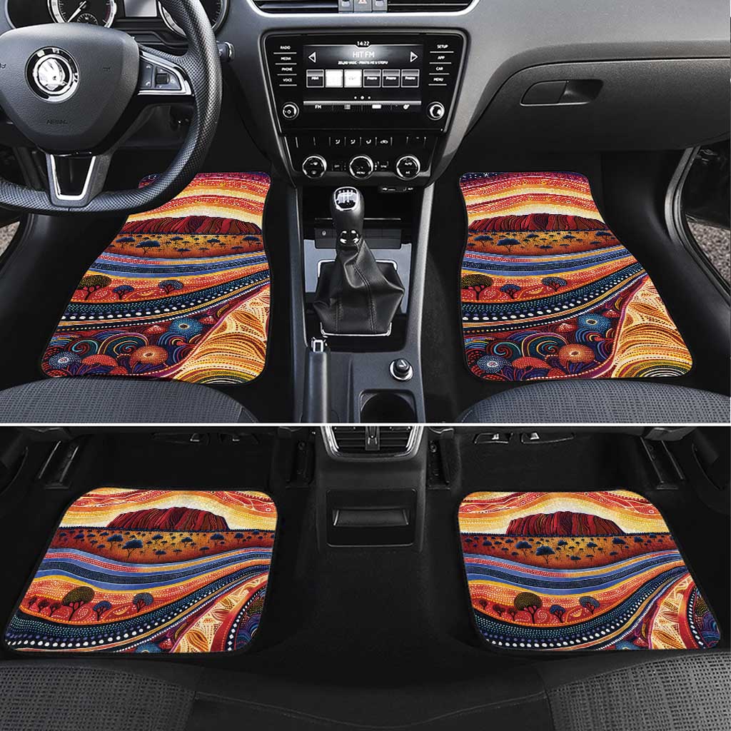 Uluru Ayers Rock Sunset Car Mats Aboriginal Dot Painting