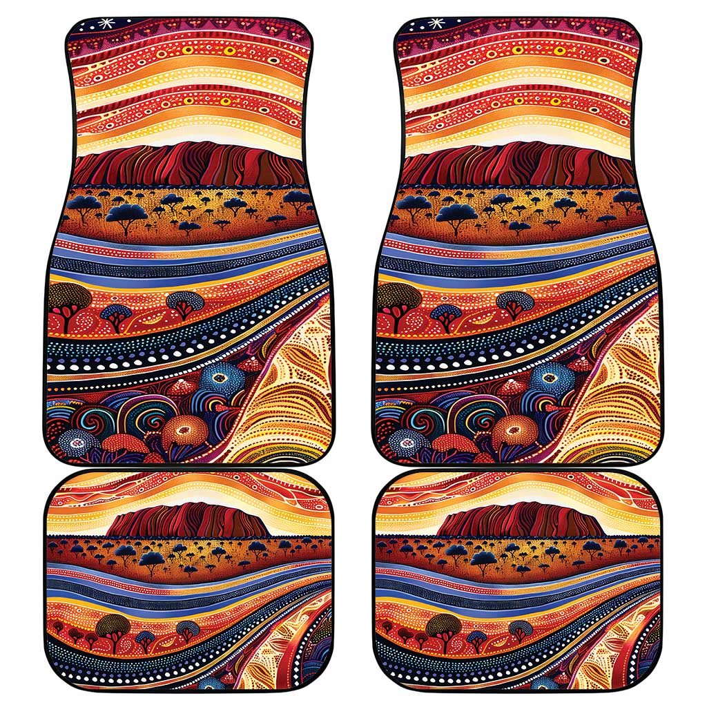 Uluru Ayers Rock Sunset Car Mats Aboriginal Dot Painting