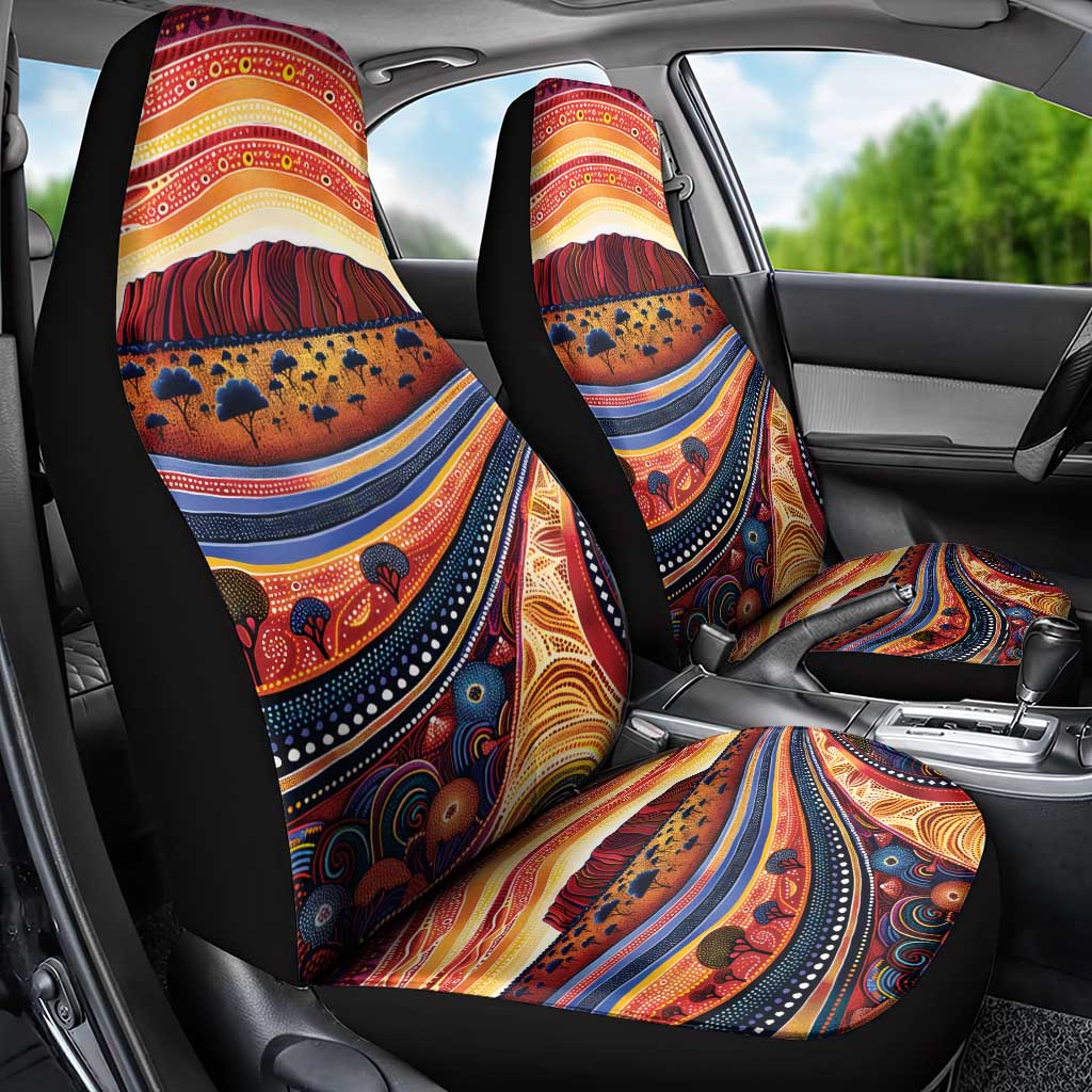 Uluru Ayers Rock Sunset Car Seat Cover Aboriginal Dot Painting